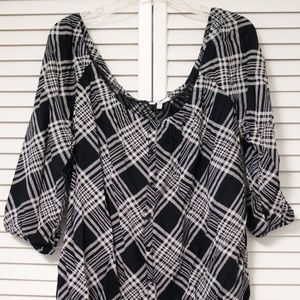 Off Shoulder Plaid Blouse (XL)